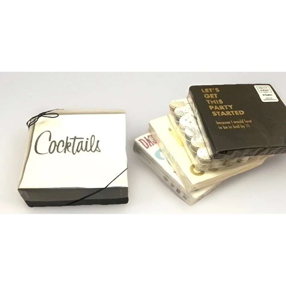 Cocktail Napkin LOT Holiday Retro Birthday Party Christmas Napkin Barware VTG
